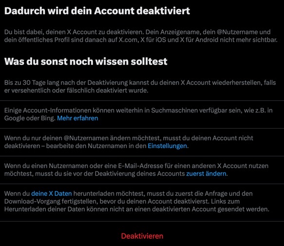 Account deaktivieren